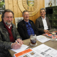 Dirk Reichenau, Sepp Konhäuser und Hans Schild beim Politischen Aschermittwoch in der Ledern
